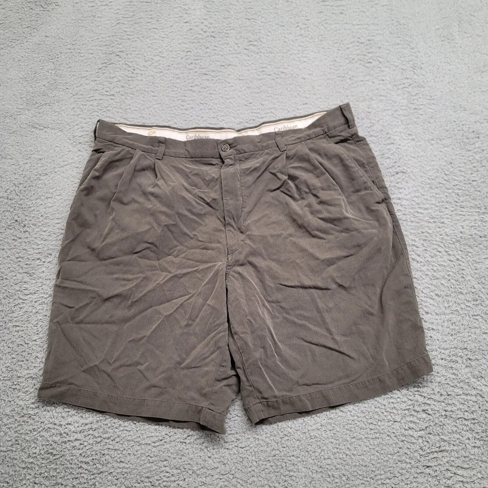 Caribbean Shorts Mens 40 Gray Cargo Outdoor Casual 9 Inseam Pockets Silk Pleated